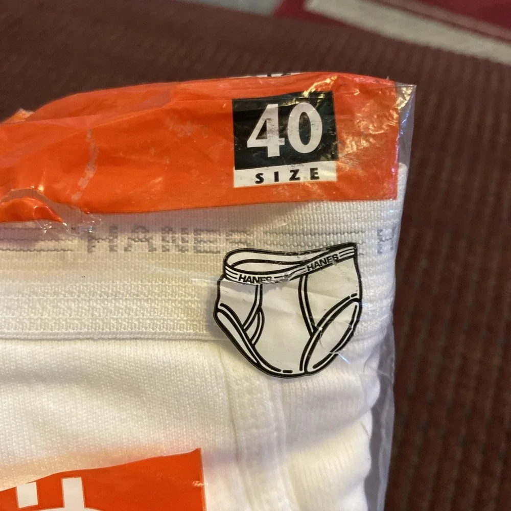 VINTAGE 1997 HANE'S MEN'S 100% PRESHRUNK COTTON WHITE BRIEFS NEW OLD STOCK SZ 40